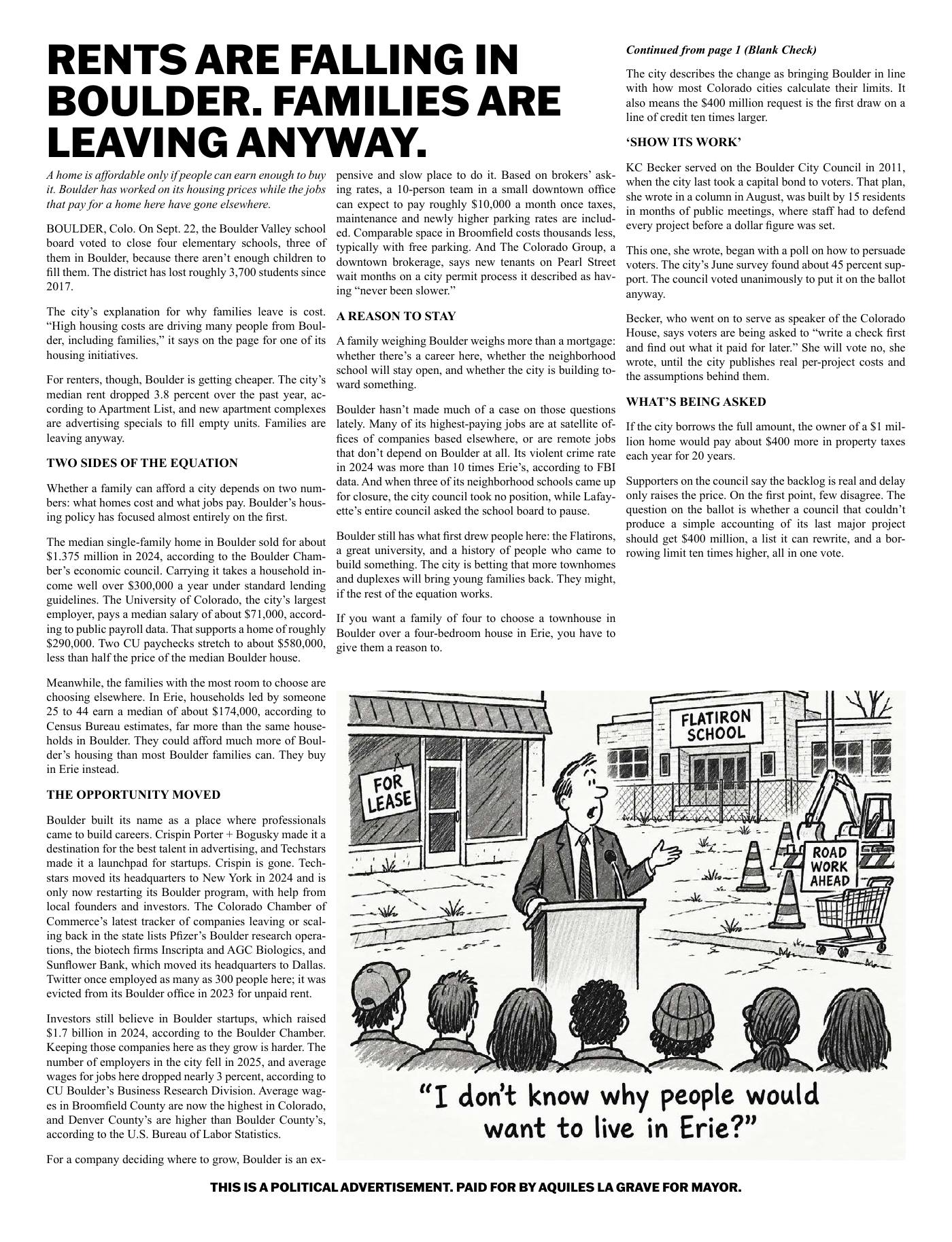Page 2. Rents are falling in Boulder. Families are leaving anyway.